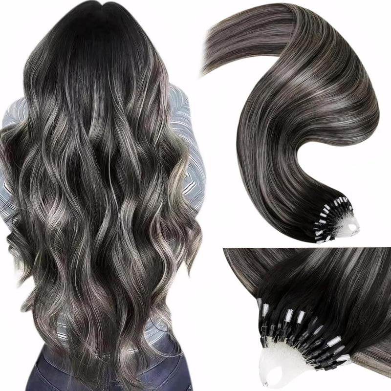 LaaVoo Micro Ring Hair Extensions Real Human Hair 14-28inch Glueless Pre Style Human hair Micro Bead Hair Extensions  Micro Loop Hair Extensions 57 Grams  Summer Outfit