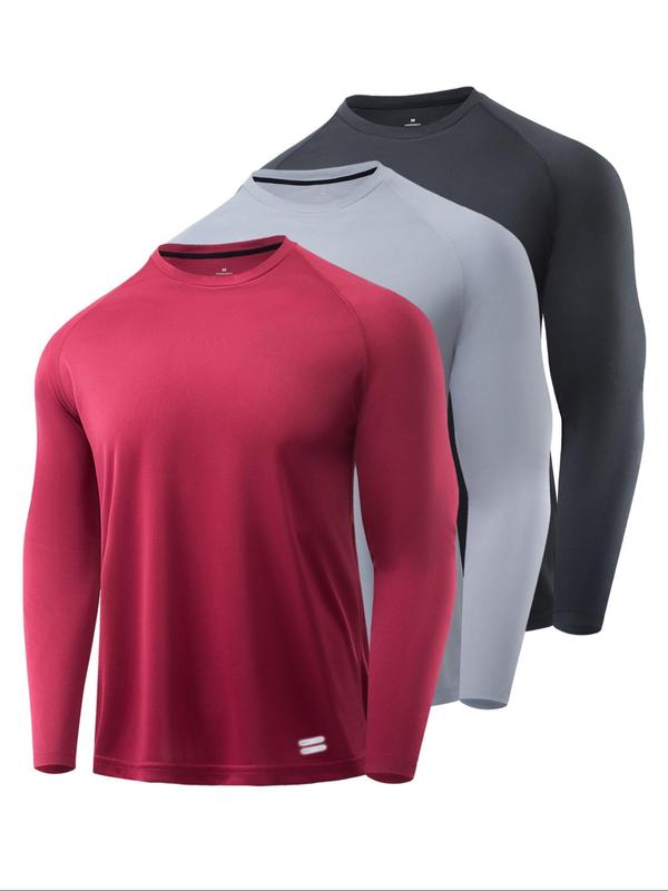 3/4/5 Piece Long Sleeve Sporty T-Shirt, Breathable Moisture-Wicking Quick-Dry, Elastic Casual Workout Top, Athletic Apparel, Sports Tops, Ideal for Gym and Running