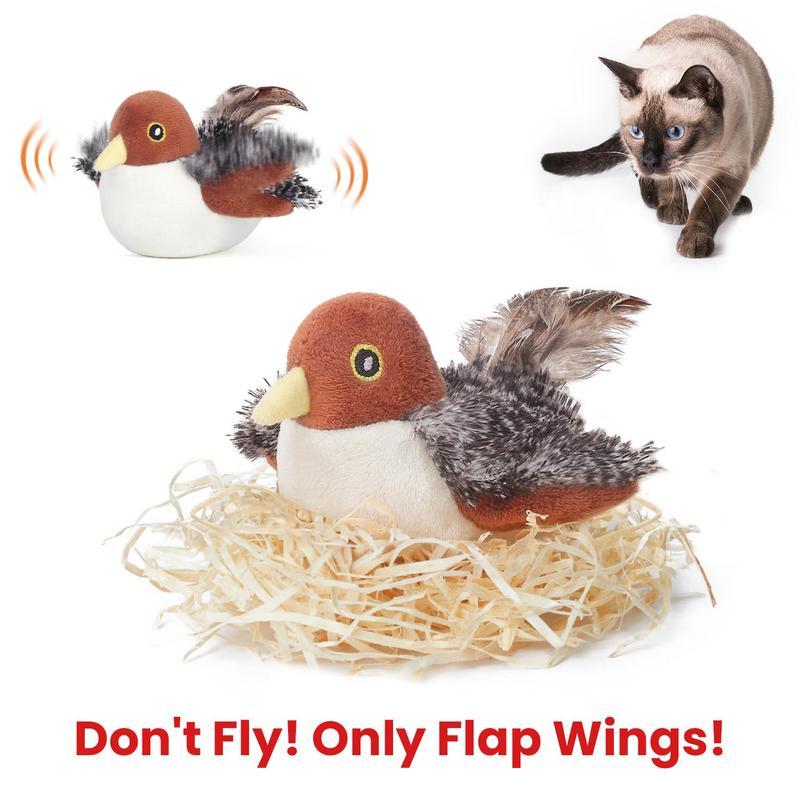 Potaroma Flapping Bird Cat Toy, Lifelike Bird Chirping Sound, Touch-Activated Safe Kitten Toy Rechargeable Hangable, Interactive & Durable Cat Exercise Toys
