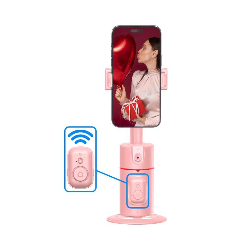 Global Pick 360° Rotatable Selfie Phone Holder, USB Rechargeable Selfie Stick with AI Face Recognition, Desktop Live Streaming Selfie Stick for Home & Office