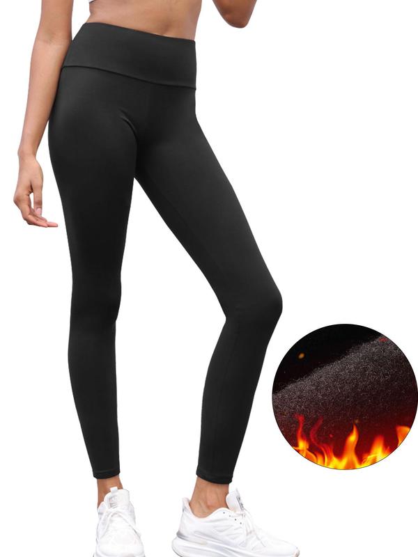 Women's Solid High Waist Thermal Lined Leggings, Winter Warm Tight Leggings for Outdoor Wear, Summer Outfits 2024, Yoga Pants for Daily Wear, High Stretch Leggings, Yoga Activewear