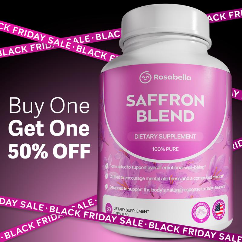 Rosabella Saffron Supplement [88mg] for Mental Clarity, Digestion, Positive Mood & Blue Light Eye Health - Vegan