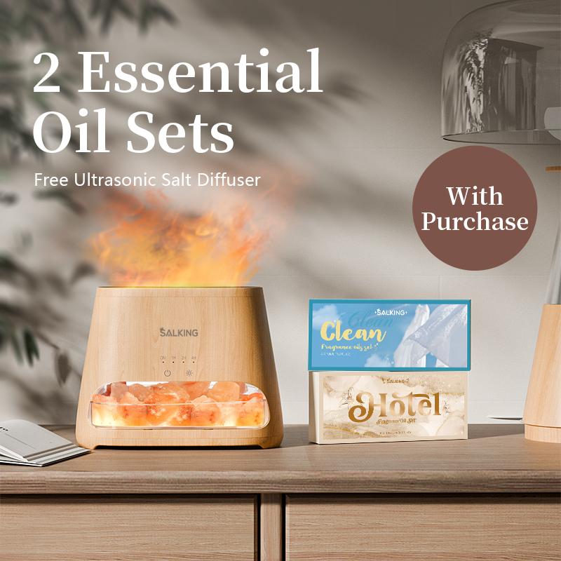【TikTok Shop Weekly Deals】2-in-1 Himalayan Salt Lamp Diffuser, Cool Mist Humidifier, Pure Himalayan Salt, Ultrasonic Essential Oil Diffuser with Ambient Glow,  For( Bedroom/Office/Bathroom/Car);As(Gift / Mood Relief / Home Decoration)