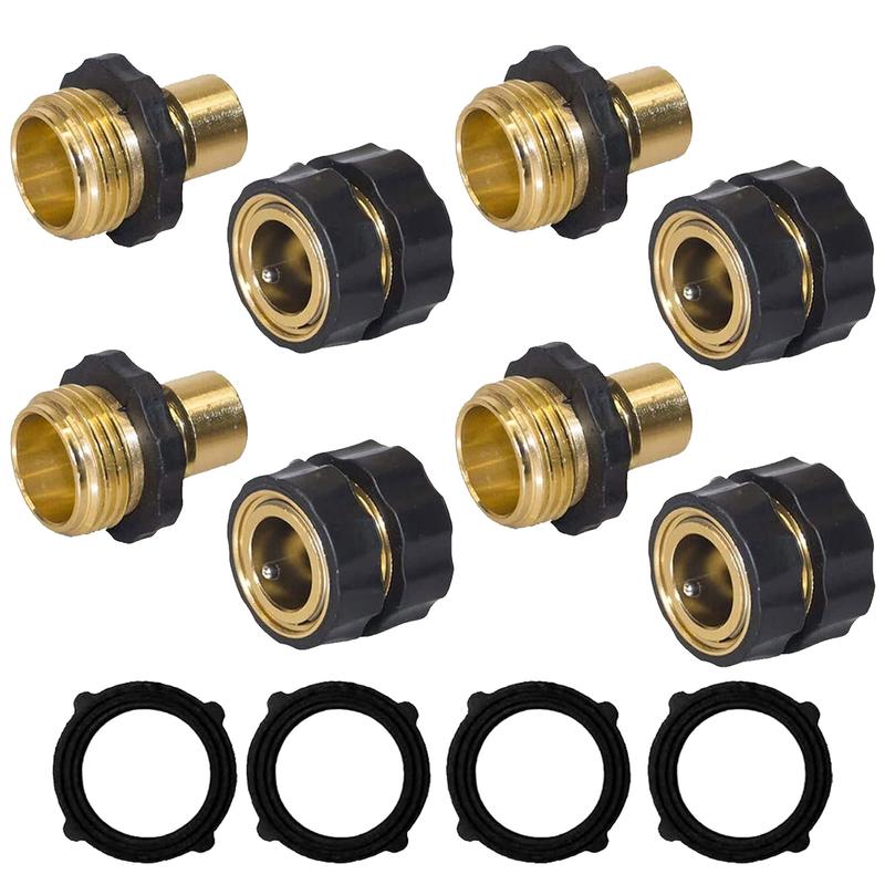 Hourleey Garden Hose Quick Connector, 3/4 Inch Male and Female Garden Hose Fitting Quick Connector outdoorfun, Garden Accessories
