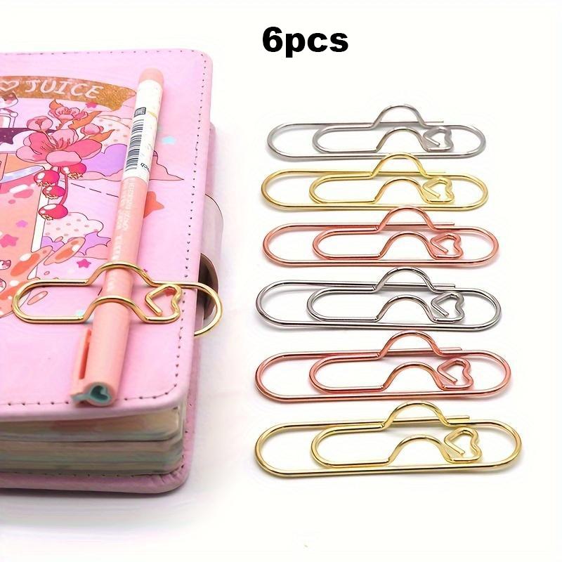 Random Color Metal Pen Clips, 6, 12 or 24pcs Cute Fixed Pen Holders and Paper Clips, Multifunctional Stationery Accessories for Journals and Notebooks Paperclip #GLOBAL PICKS