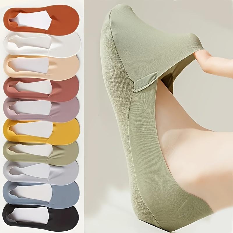 Women's Invisible Socks - Comfortable, Breathable Polyester Short Socks with Sponge Bottom for Enhanced Grip and Stability, Smooth Knitted Fabric, Perfect for Casual Wear Womenswear Basic ,No Show Socks