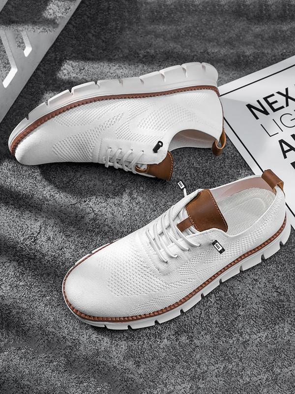 Men's Business Casual Lace Up Low Top Sneakers, Fall Style Breathable Comfortable Durable Knit Running Training Shoes for Men, All-match Round Toe Sneakers Athletic Shoes for Men, Knitted Running Shoes