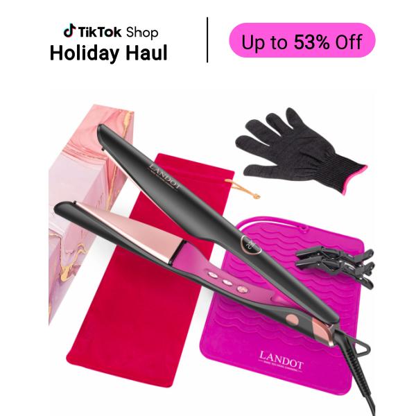 LANDOT New 3in1 Hair Curler Straightener Waver with Negative Ions Fast styling tool with ceramic plates and LED display,Curling and straightening iron for all hair types,Ideal for everyday looks, travel, and events