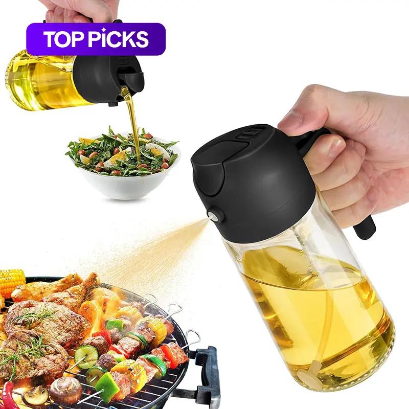 Multifunctional 2-in-1 Glass Oil Dispenser, 1 Count Olive Oil Sprayer with Handle, Oil Dispenser for Cooking, Baking, Frying, Cooking Oil Container, Kitchenware, Kitchen Utensils & Gadgets #GLOBAL PICKS