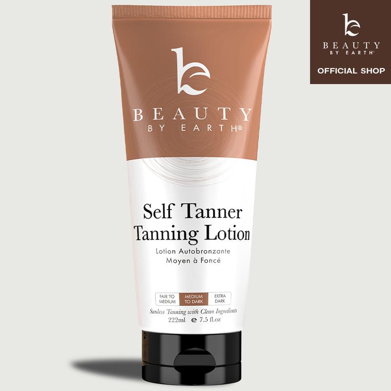 Beauty by Earth Self Tanner Body Lotion - Best Gradual Natural Bronzed Sunless Hydrating Streak Free Tanning Glow Made in USA, Vegan Cruelty Free Pregnancy Safe