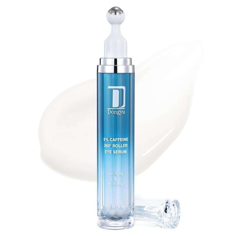 Dongyu Eye Serum with 360° Roller Ball, Caffeine Green Tea Eye Cream for Beauty Enthusiasts - Puffy Eye Treatment Morning Night Use (Green), K-Beauty
