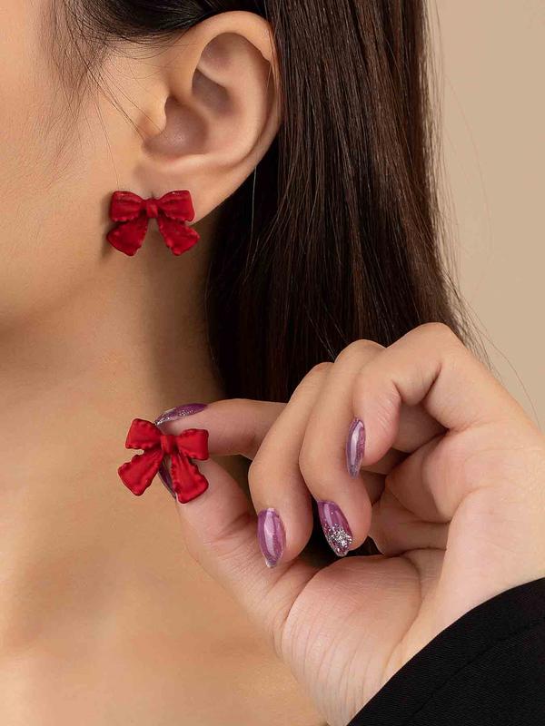 Women's Elegant Bowknot Design Stud Earrings, 1 Pair Trendy Cute Stud Earrings, Chic Gorgeous Jewelry As Gift for Girlfriend for Daily Decor, Ear Studs