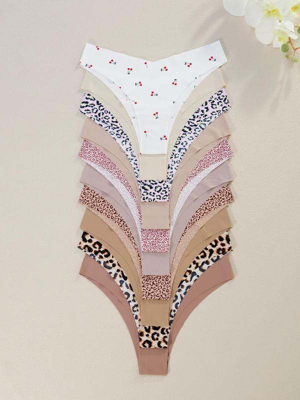 Women's Floral Heart Leopard Print Underwear Set, Lingerie, 3/4/6/7/8/10/12 Pieces, Casual Fitted Design, All Seasons Comfortable Panties