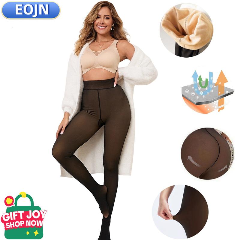 EOJN Women's Fleece Lined Tights Fake Translucent Warm Thermal Pantyhose Sheer Thick Leggings Ladies Under Dress for Winter with Plush Inner Layer,High quality Tights,Soft and Breathable,5 Colours,Normal and Plus size,Stretchy,Everyday,Minimalist,Slim. Sp