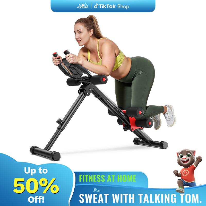 FLYBIRD Foldable Ab Machine - Adjustable Multifunctional Abdominal Core Trainer, Tummy Exercise Equipment, At Home Gym Equipment for Beginners, Body Shaping Full Body Strength Training