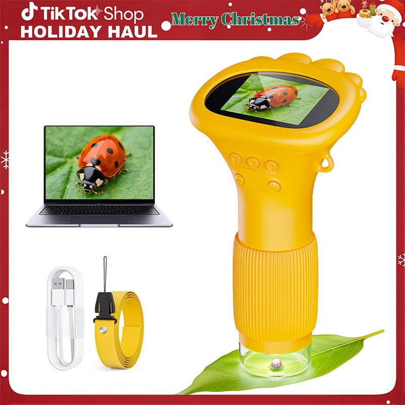 ASPOVEN 2'' Kids Microscope 1000X Handheld Digital Microscope HD Pocket Portable Mini USB Camera for PC STEM Learning Tools Fun Birthday Gift for Kids #Summervibes