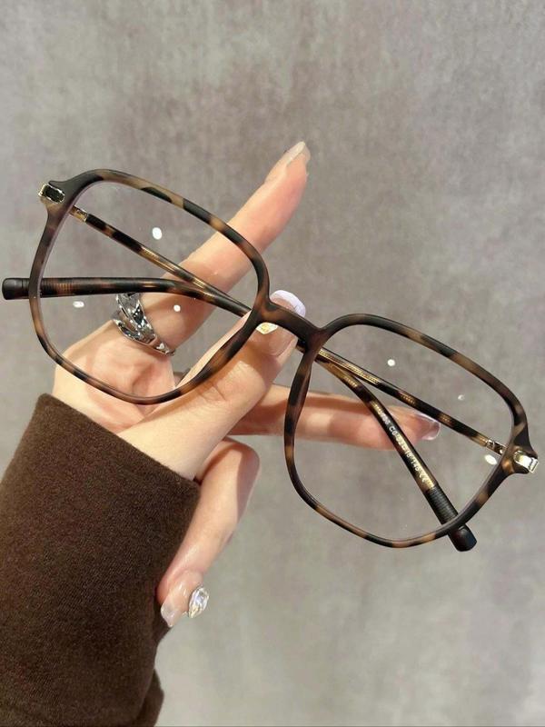 Simple Anti-blue Light Square Frame Eyeglasses for Women, Fashion Tortoiseshell Pattern Eyeglasses for Work, Daily Clothing Decor, Perfect for Student Daily Use, Trendy Frames