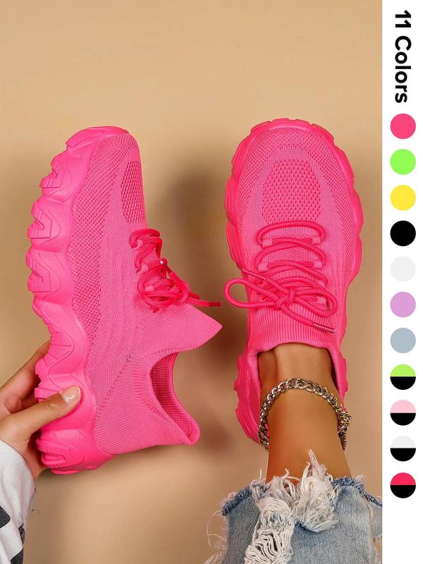 2024 Summer Lace-up Low Top Slip on Women Sneakers, Comfortable Ankle Socks Shoes, Knit Sports Running Shoes, Back To School Women's Workout SneakersÂ As Gift, for Fall Outfit
