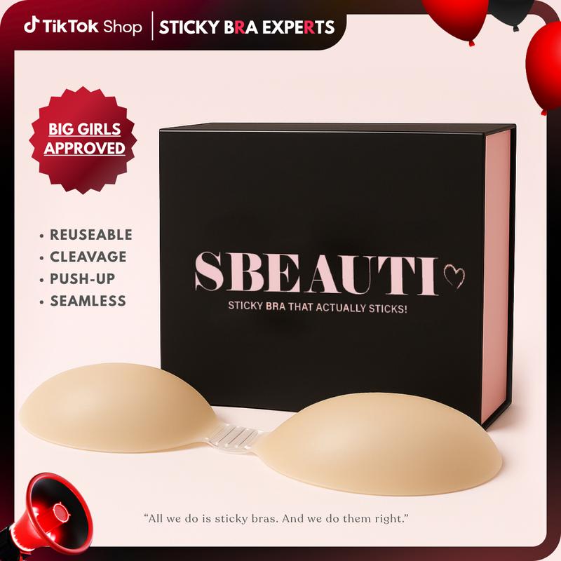 SBEAUTI Strapless Bra Push up Sticky bra Seamless Strapless Backless Sweat proof glue Ligher fabric adhesive Cleavage Bra Invisible Bra for Date Night Party Wedding dress SummerVibe
