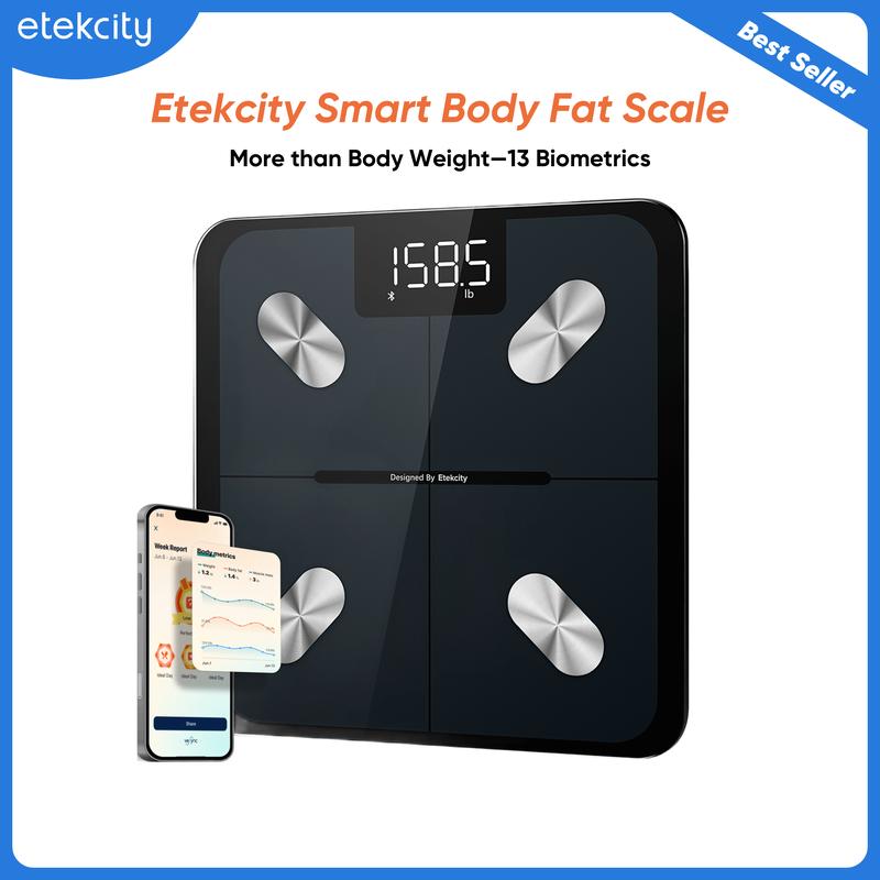 Etekcity Smart Body Fat Scale with BMI, Body Fat, Muscle Mass, Accurate Bluetooth Home User Health Equipment, TikTokShopHolidayHaul Deal - Smartscale ESF-551