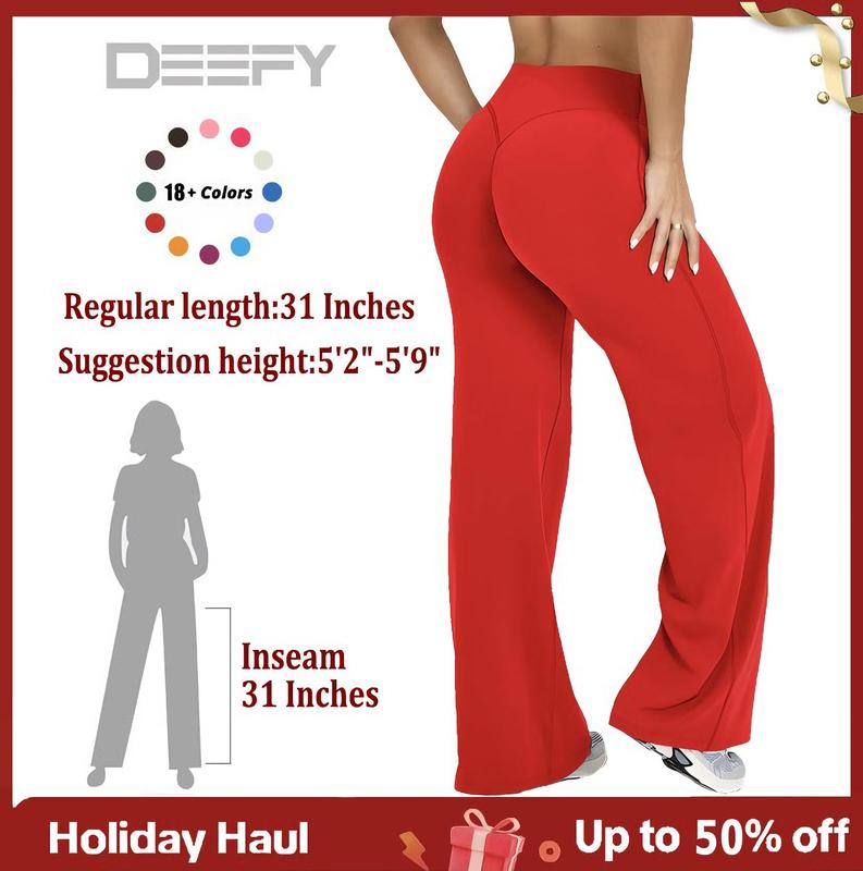 DEEFY SoftMotion Straight Leg Bottoms 30.5" & 31.5" Inseam Fitness Gymwear Women Workout Breathable Light Thin Sportswear Gym Outdoor Sports Yoga Pants Wide Sweatpants Solid Color Joggers
