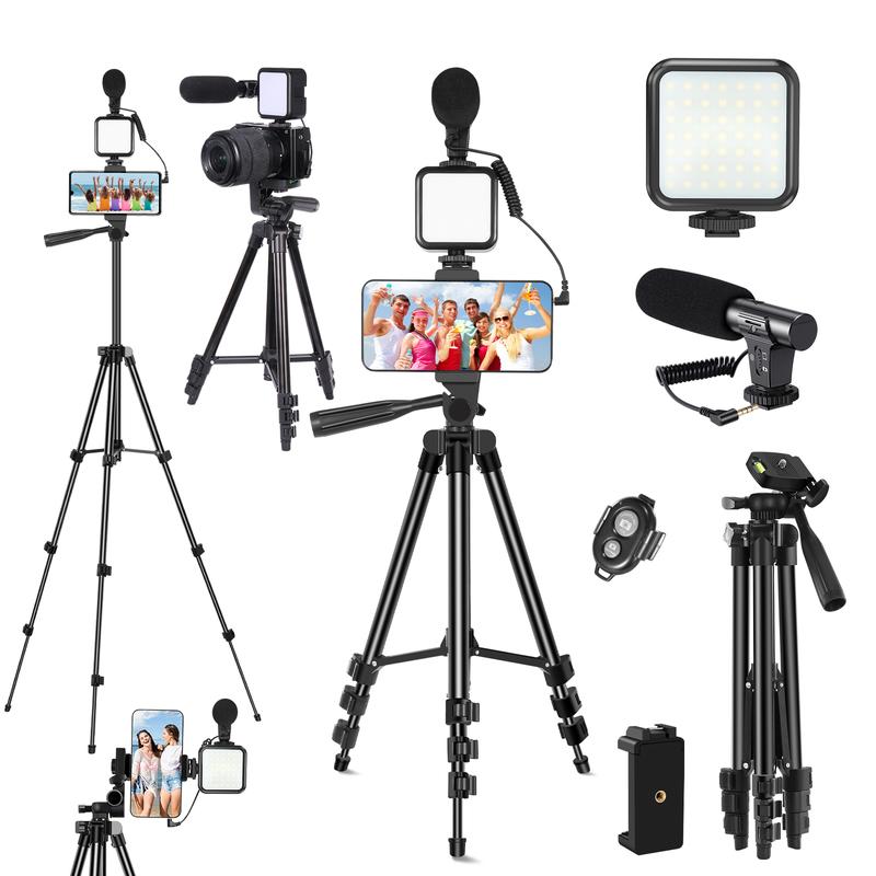 Vlogging Kit for iPhone/Android, Video Starter Kit with Microphone/Adjustable Camera Tripod/Fill Light, Content Creator Essentials Kits for TikTok Vlog Video Recording, Selfie Accessories