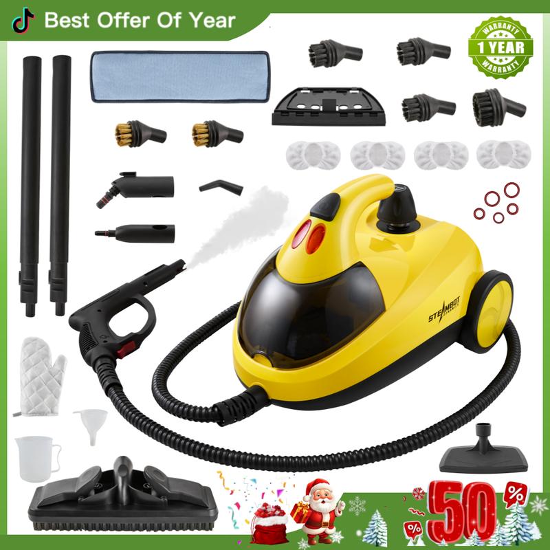 Steambot Steam Cleaner With High Pressure Steam, 2L Large Water Tank, 30 Accessories Detachable Steam Mop, Heavy Duty Chemical-Free Deep Cleaning for House, Kitchen, Bathroom, Car, BBQ Grill, Multi-Purpose Cleaning Steamer, SummerWins, DealsForYouDays