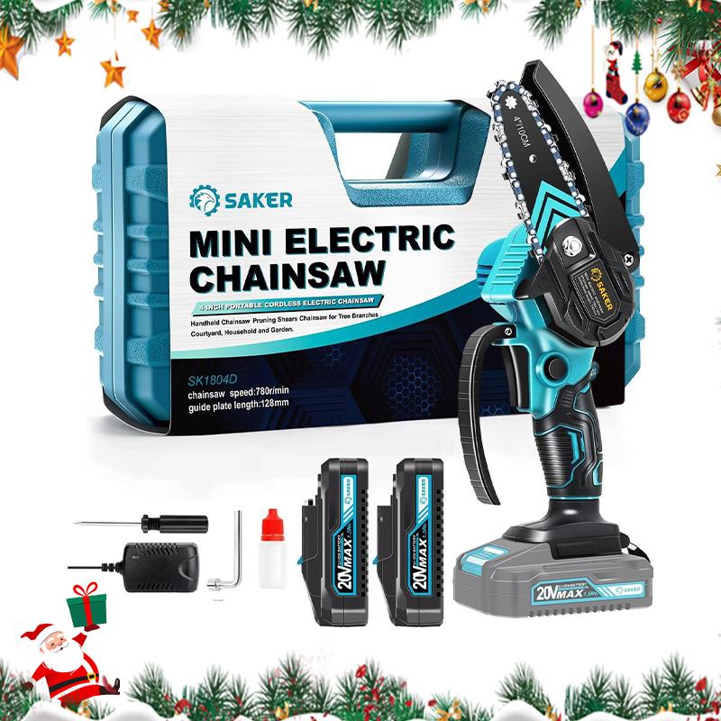 Saker 4/6-Inch Mini Chainsaw -3000mAh Long-Lasting Battery Power (2PCS), Upgraded Pure Copper Motor, One-Handed Electric Saw for Men & Women, Portable Wood Cutting Garden Tool Gifts
