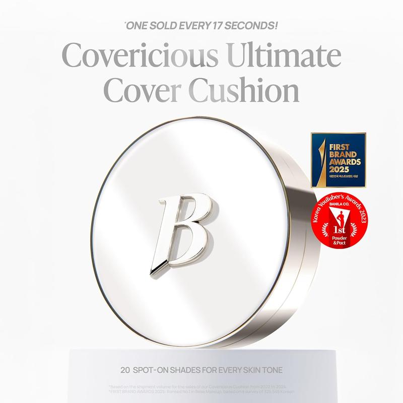 BANILA CO Covericious Ultimate Cover Cushion | 100HR Long-Wear Foundation | 20 Inclusive Shades | Sweat-Proof, Transfer-Resistant Cushion Foundation | Full, Flawless Coverage, Matte Finish, Lightweight Hydrating Formula | Compact-Size Korean Makeup
