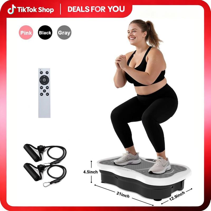 HopHorse High-Power Vibration Plate Exercise Machine Oscillating plate 330 lbs Weight Capacity Bluetooth Remote Control 3-in-1 Indoor Home Gym Fitness Equipment with 2 Resistance Bands Father's Day Gift