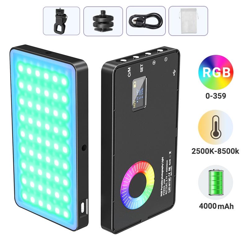 Metallic LED Selfie Light, Portable RGB Video Light, Camera Fill Light, Rechargeable Dimmable Clip-On Panel Lamp for iPhone and Smartphones, Selfie Accessory #GLOBAL PICKS