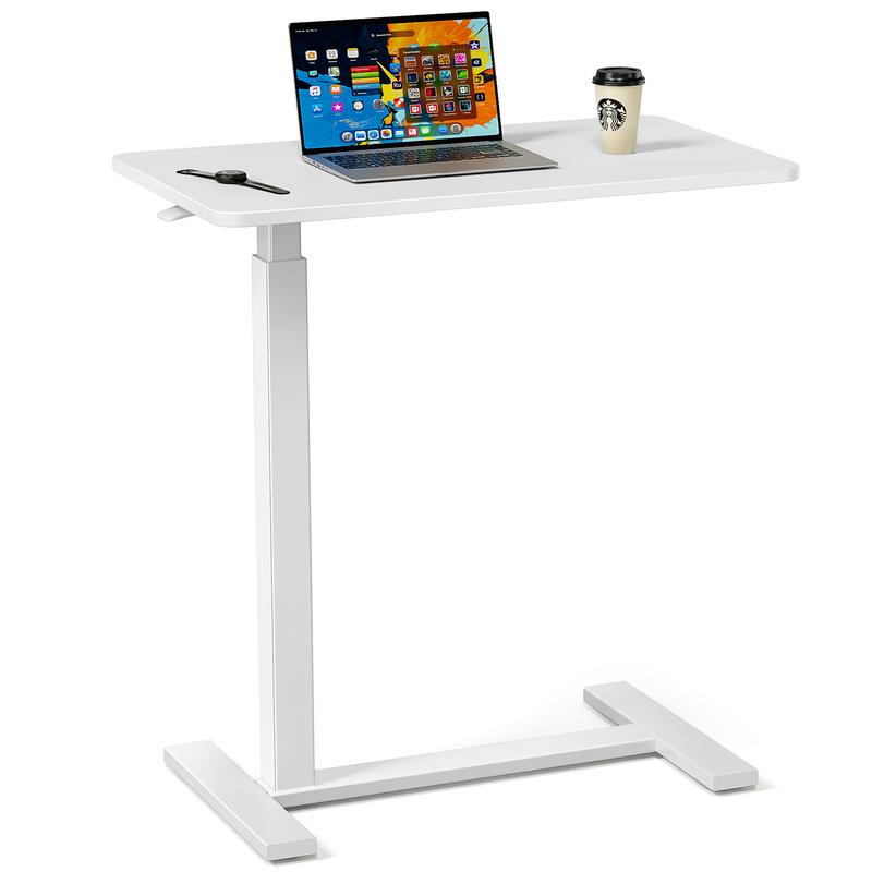 Sweet Furniture Small Mobile Rolling Standing Desk - Overbed Table, Teacher Podium with Wheels, Adjustable Work Table for Home, Office, Classroom