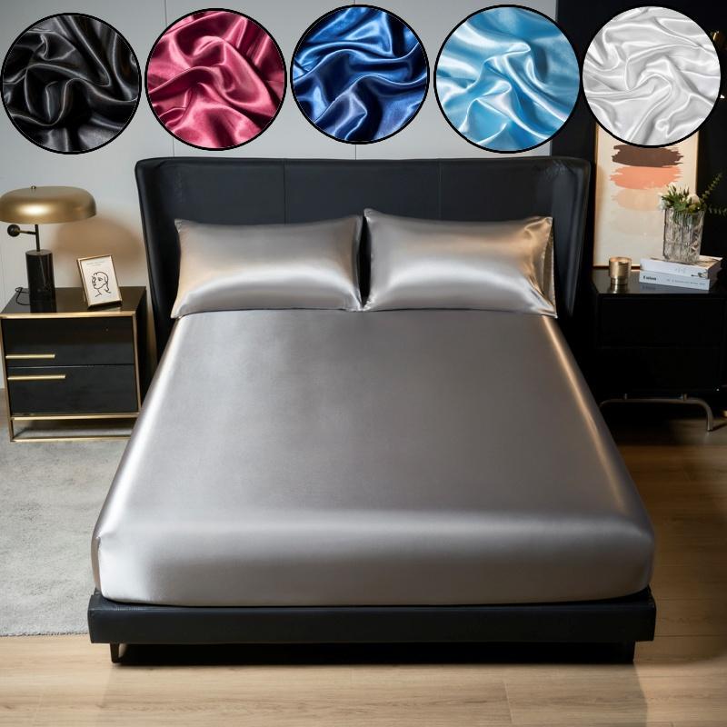 Solid Color Satin, 1 Count Soft Breathable Bed Sheet or 2 Counts Pillowcases without Filling, Decor Bedding Supplies for Home Bedroom, Satin Bed Sheets