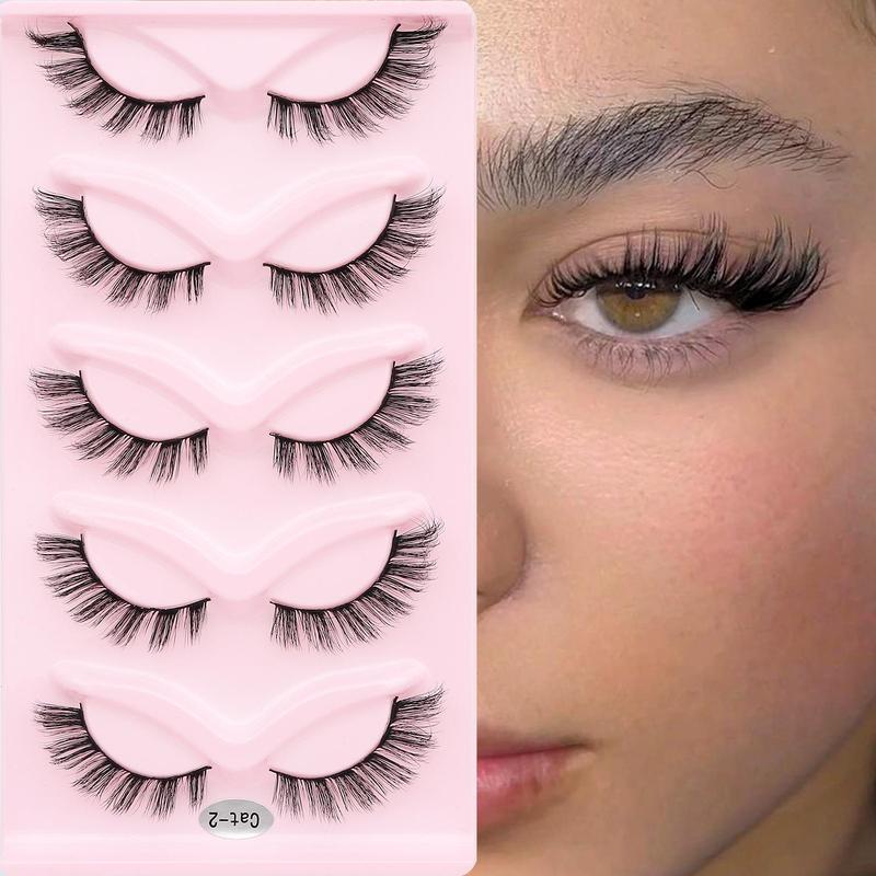 Wispy Fluffy Faux Cluster Lashes Strip Lashes, Lengthening & Volumizing Faux Lashes for Women & Girls Eye Makeup Enhancement, Summer Makeup, Eyelashes, Volume Lashes