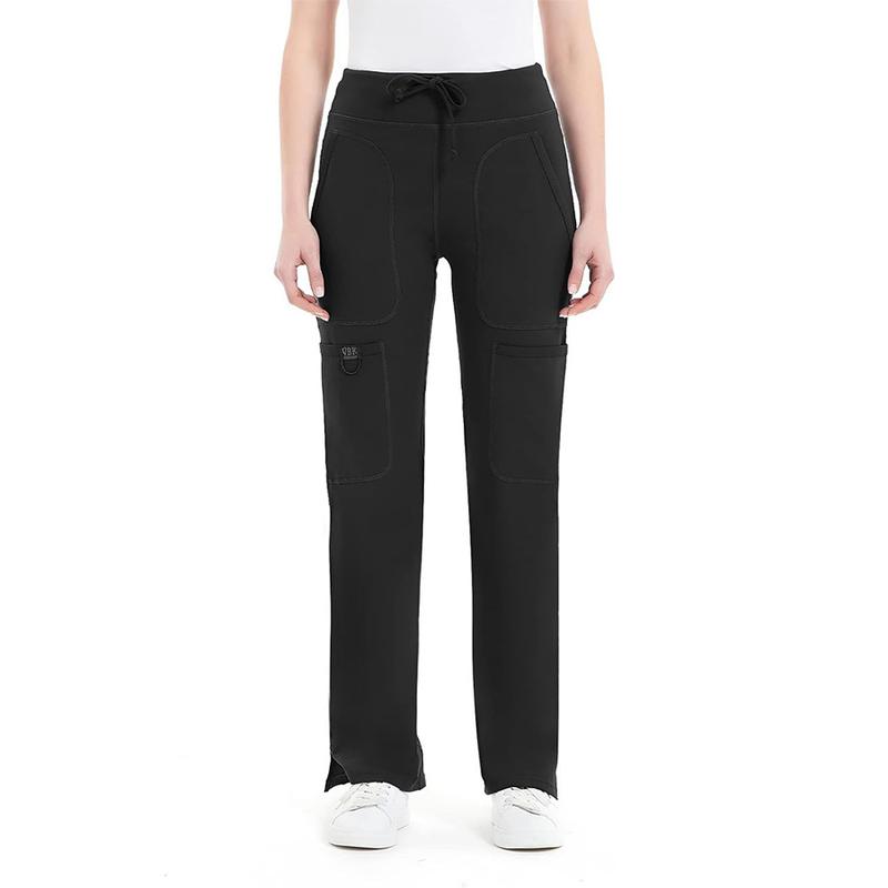 Yoga Scrub Pants for Women - 4-Way Stretch Work Pants with 5 Pockets (1 Cargo), Mid Rise Flared Fit for Nurses & Healthcare Professionals
