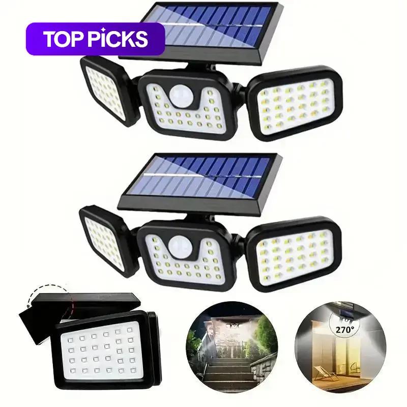 74 LED Solar Powered Motion Sensor Security Outdoor Light, IP67 Waterproof LED Wall Mounted Light, Wall Lamp Exterior Light Fixture for Garden