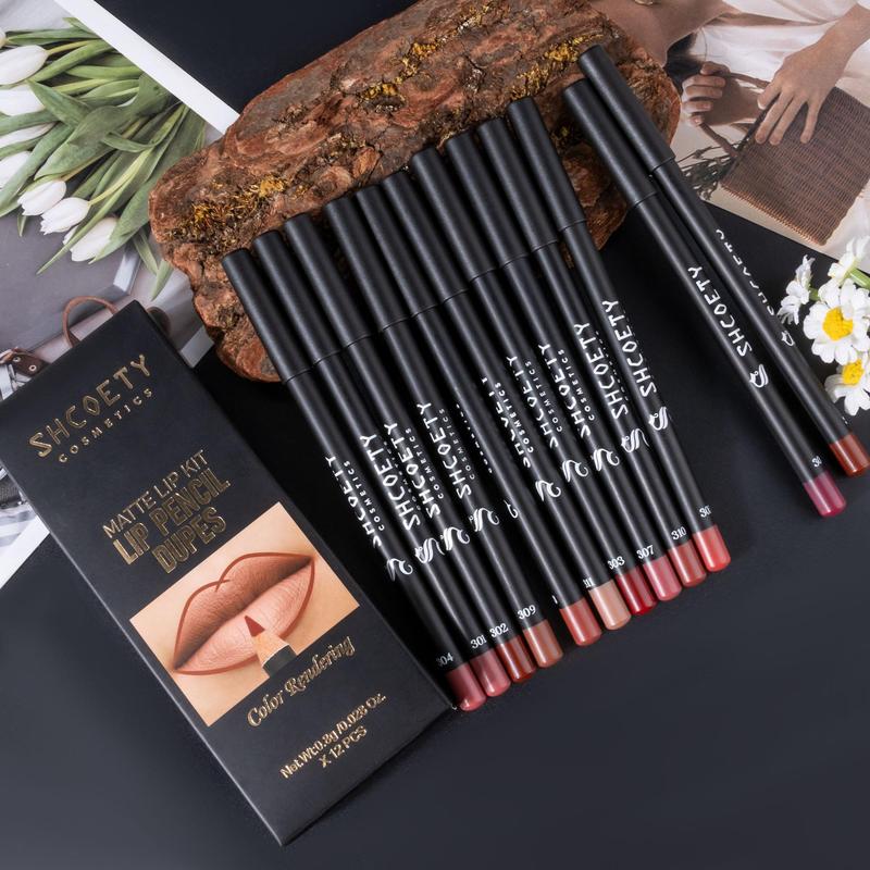 Easy Coloring Lip Liner Pencil Set, Lippie Pencils, 12pcs/box Matte Lip Liners, Long-Lasting Matte Lipliner for All Occasions, Lip Makeup Cosmetic Kit, Lip Product, Lipstick Liner #GLOBAL PICKS