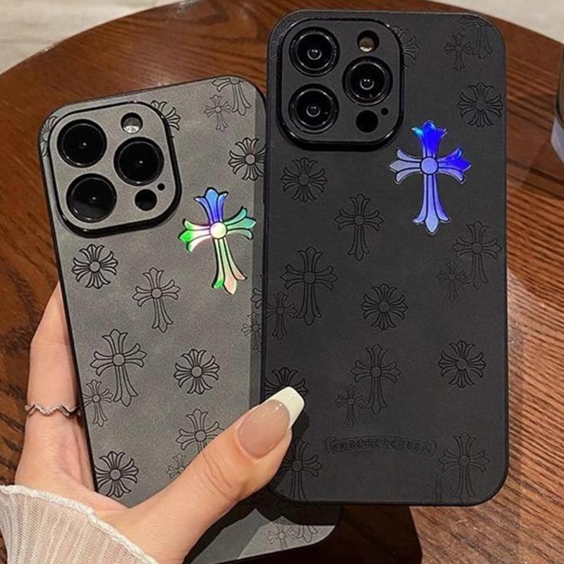 For iPhone 16/15/14/13/12/11 Pro Max gradient laser illuminated cross anti drop phone case,For iPhone 15/14Plus premium leather back panel phone case Accessories Cellphone Protective Cover