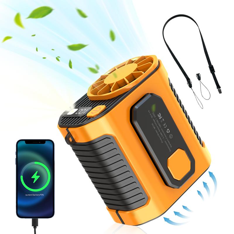 PADOX Personal Waist Portable Rechargeable Fan, 5000mAh Battery Power bank, 10 Speeds 5300RPM Airflow, LED Light, Wearable Belt Fan for Outdoor, Jobsite, Farms, Traveling, Fishing #SummerVibes