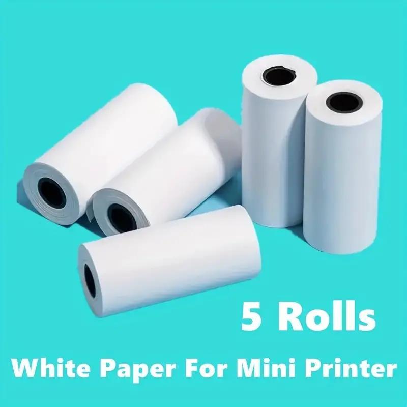 Mini Printer Paper, 57mm Width Color & White Continuous Paper, Portable Printer Paper, Self-adhesive Transparent Sticker Rolls For Portable Printer, Stationery Office Supplies