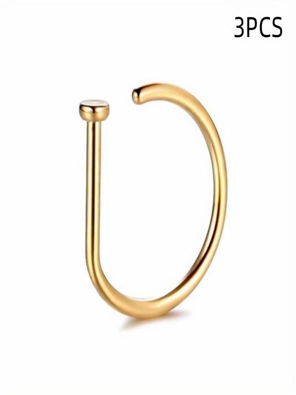 Punk Style Nose Ring, Non Piercing Nose Clip, Stainless Steel Nose Ring, Summer Outfits 2024 Exquisite Jewelry for Birthday Gift for Men & Women