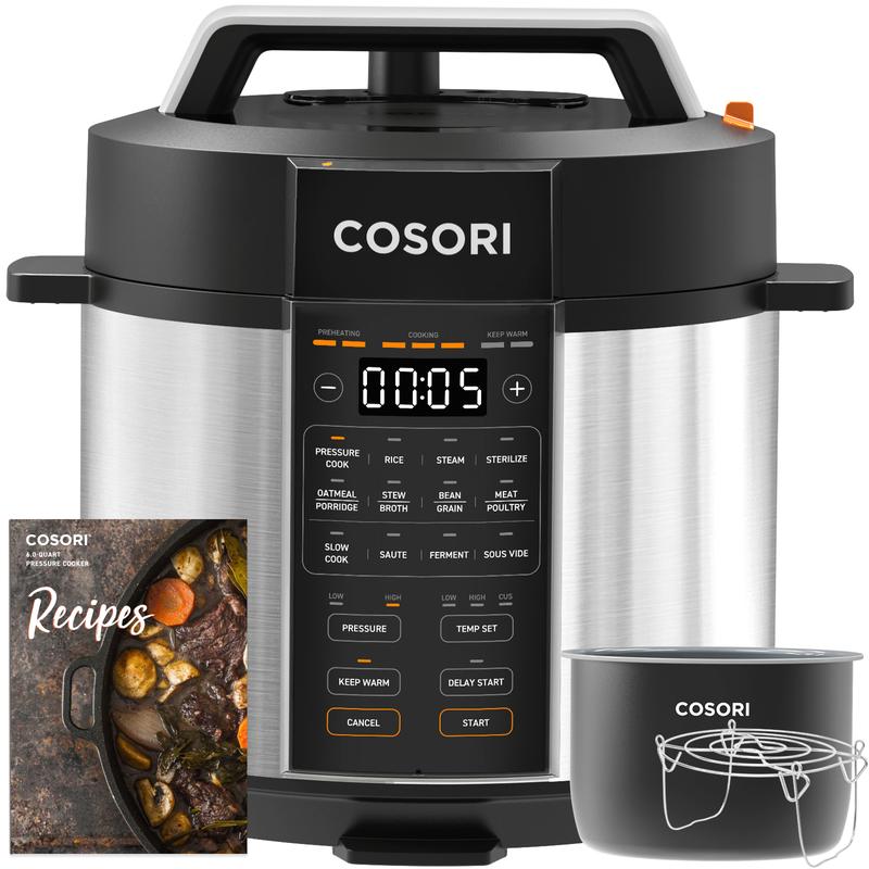 COSORI 9-in-1 6-qt Electric Instant Pressure Cooker - Instant Multi Cooker, 1100W Multifunction Kitchen Appliance with Rice, Sauté, Sous Vide, Sterilizer Modes, Stainless Steel & Aluminium Inner Pot, Safety Features