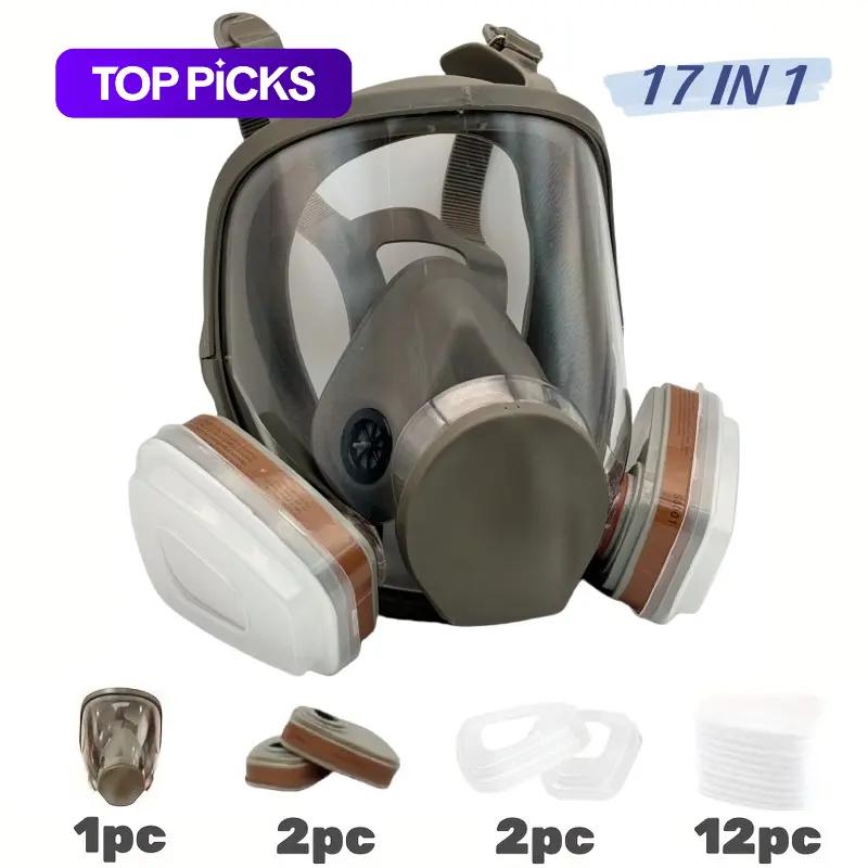 Reusable Full Face Mask with Filter Box, 17-in-1 Anti-Gas and Dust-Resistant Anti-Fog Full Face Mask Set for Painting, Woodworking, Construction, Grinding, Spraying and Chemicals #GLOBAL PICKS