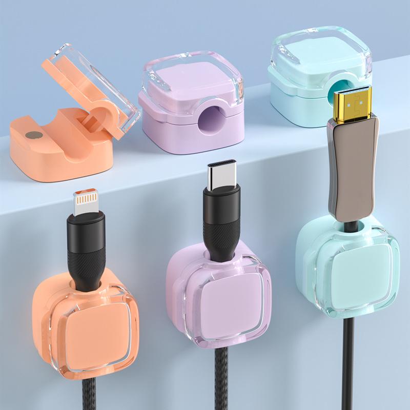 Magnetic Cable Organizer Clips 6 Pack – Self-Adhesive Cable Clips for Desk, Wall & Nightstand, Non-Slip Cord Holder for Charging Cables, USB Wires, Office & Home