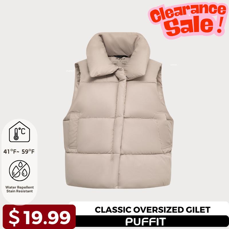 【Clearance Sale】PUFFIT  Women Warmer Oversized Puffer Gilet, Sleeveless Quilted Vest, Deep Pockets Adjustable Toggles Versatile Style Lightweight Womenswear #FallFreshness