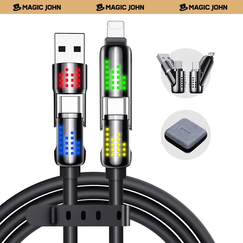 【TikTokShopBlackFriday】New MAGIC JOHN 4 in 1 Multi Device Cable 240W High Speed Charging RGB Light