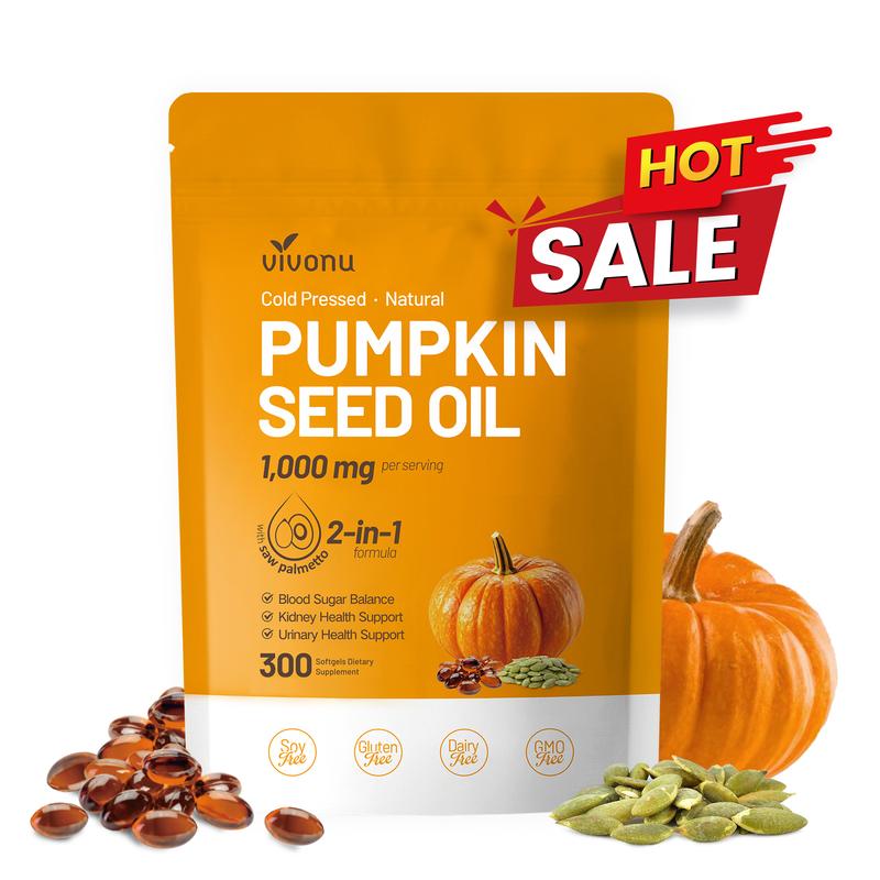Natural pumpkin seed oil and saw palmetto softgel 1000mg high content plant esters 300 capsules  SummerVibes