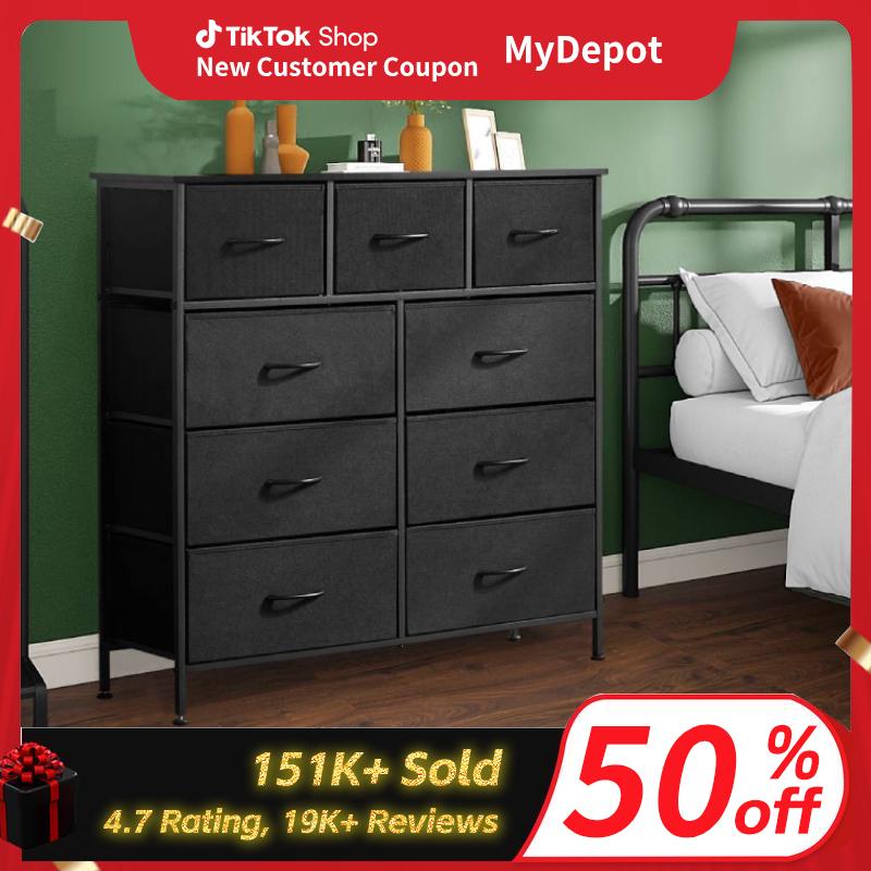 [Summer Deal] Drawer Dresser, Fabric Storage Tower for Clothes, Tall Dresser for Bedroom, Hallway, Living Room, Wood Top