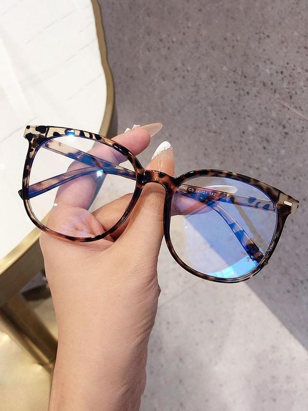 Trendy Leopard Pattern Frame Eyeglasses, Fashionable Blue Light Blocking Glasses for Women & Men, Eyeglasses for Work, To Match Daily Outfits, Perfect for Student Daily Use