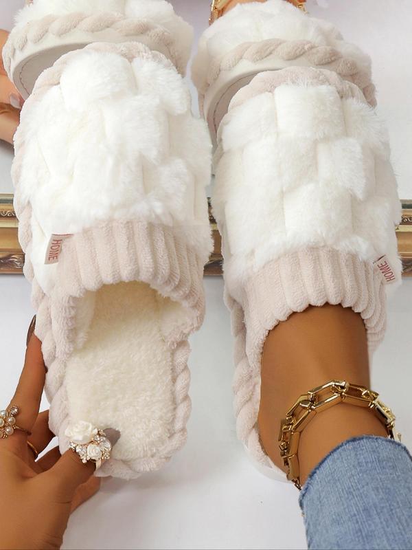 Women's Round Toe Soft Bedroom Slippers, Casual Soft Plush Warm Non-slip Home Slippers for Fall & Winter, Basic Comfy Silent Slippers for Indoor and Outdoor